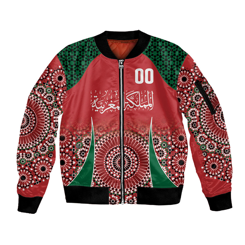 Morocco Yalla Vamos 2026 Custom Sleeve Zip Bomber Jacket Zellige Mosaic Edition