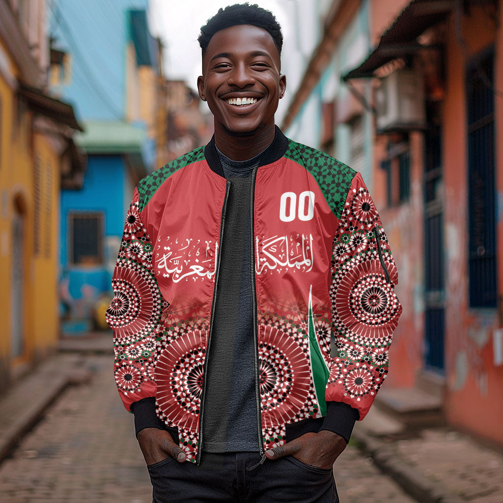 Morocco Yalla Vamos 2026 Custom Sleeve Zip Bomber Jacket Zellige Mosaic Edition