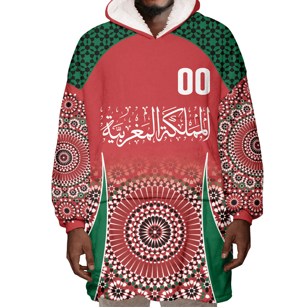 Morocco Yalla Vamos 2026 Custom Wearable Blanket Hoodie Zellige Mosaic Edition