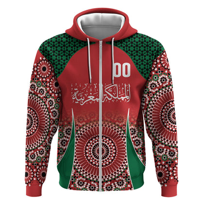Morocco Yalla Vamos 2026 Custom Zip Hoodie Zellige Mosaic Edition