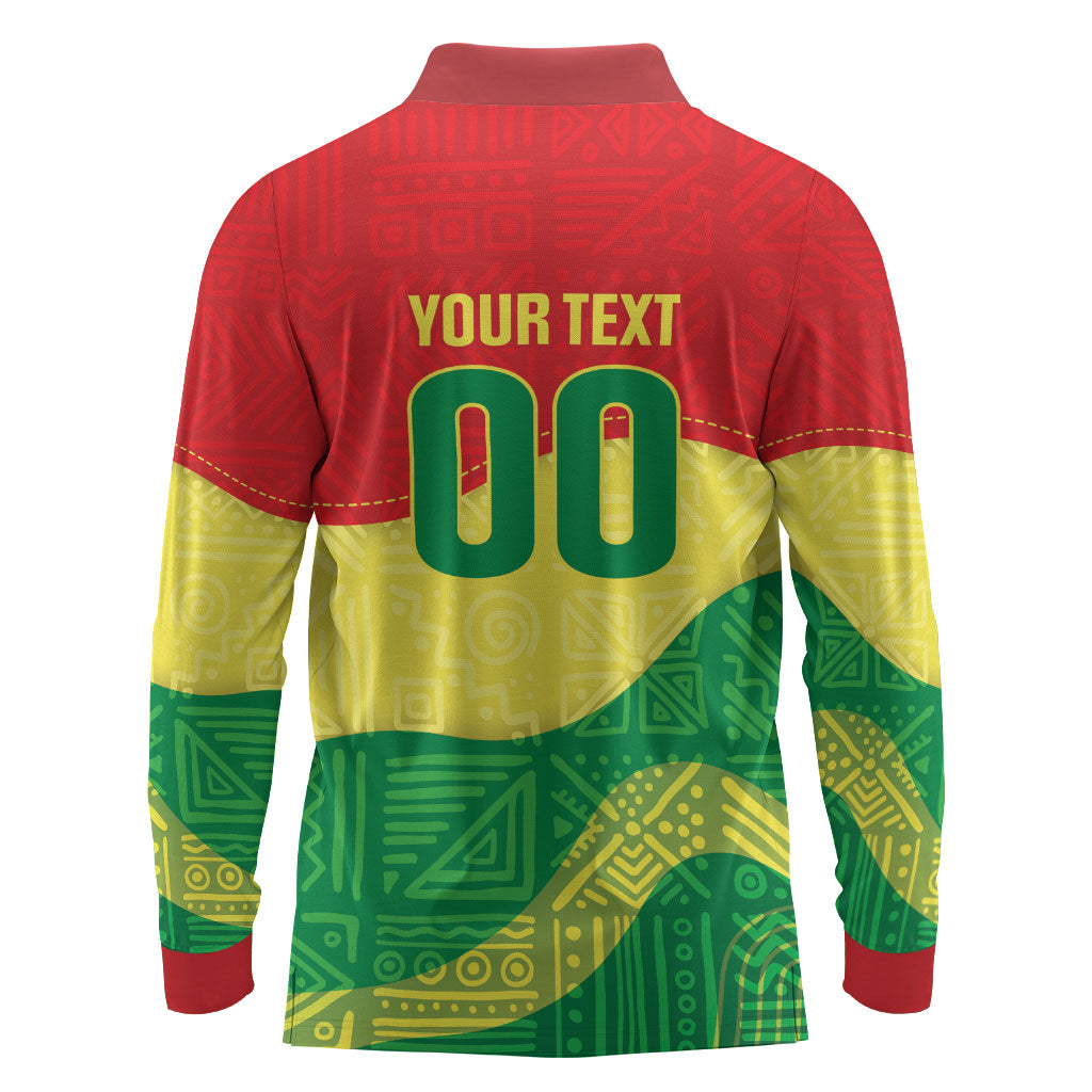 Senegal Kappu Adduna Custom Long Sleeve Polo Shirt Teranga Textile Edition