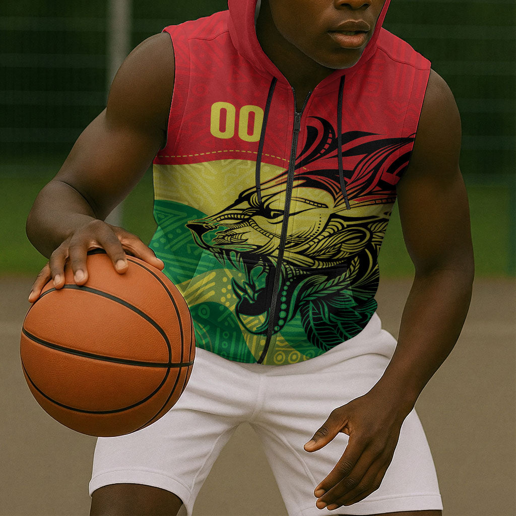Senegal Kappu Adduna Custom Sleeveless Zip Hoodie Teranga Textile Edition