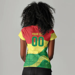 Senegal Kappu Adduna Custom Women V-Neck T-Shirt Teranga Textile Edition