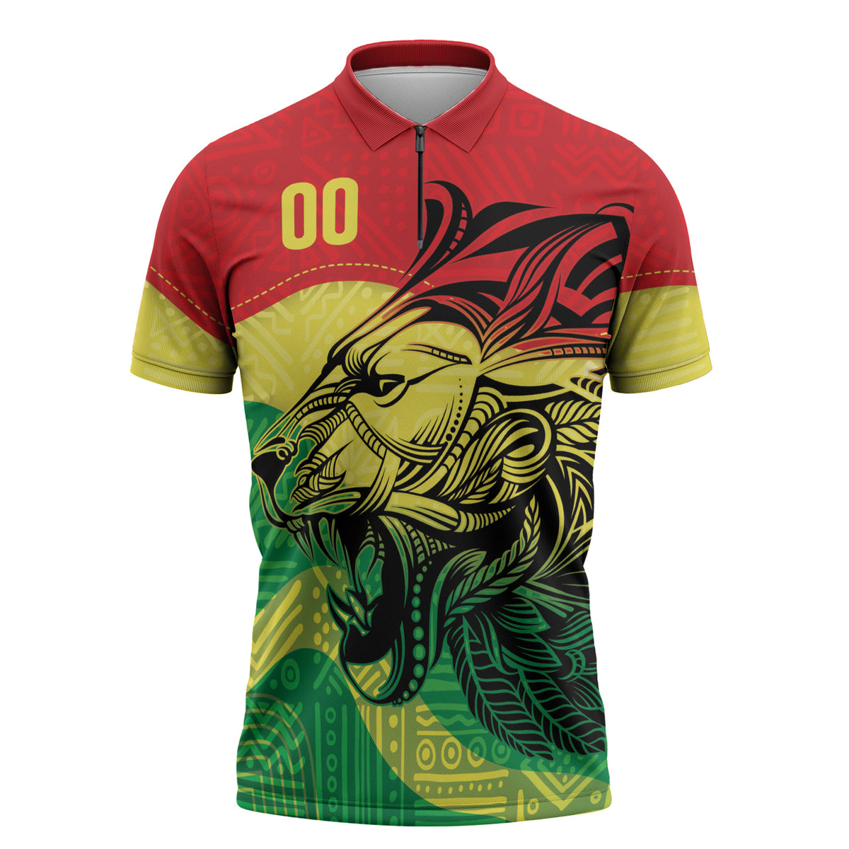 Senegal Kappu Adduna Custom Zipper Polo Shirt Teranga Textile Edition