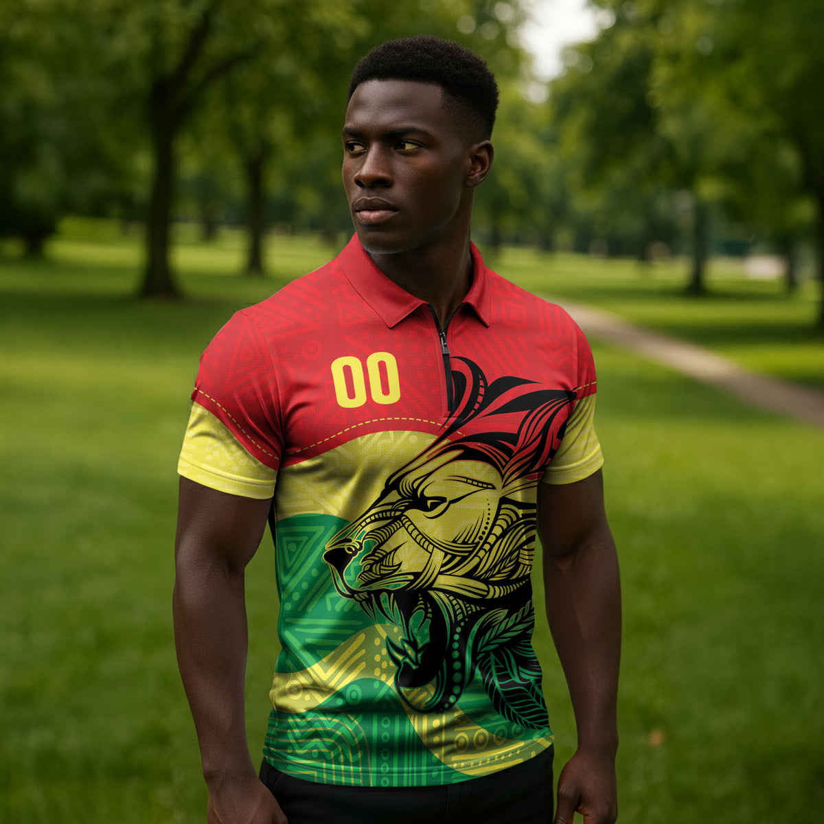 Senegal Kappu Adduna Custom Zipper Polo Shirt Teranga Textile Edition