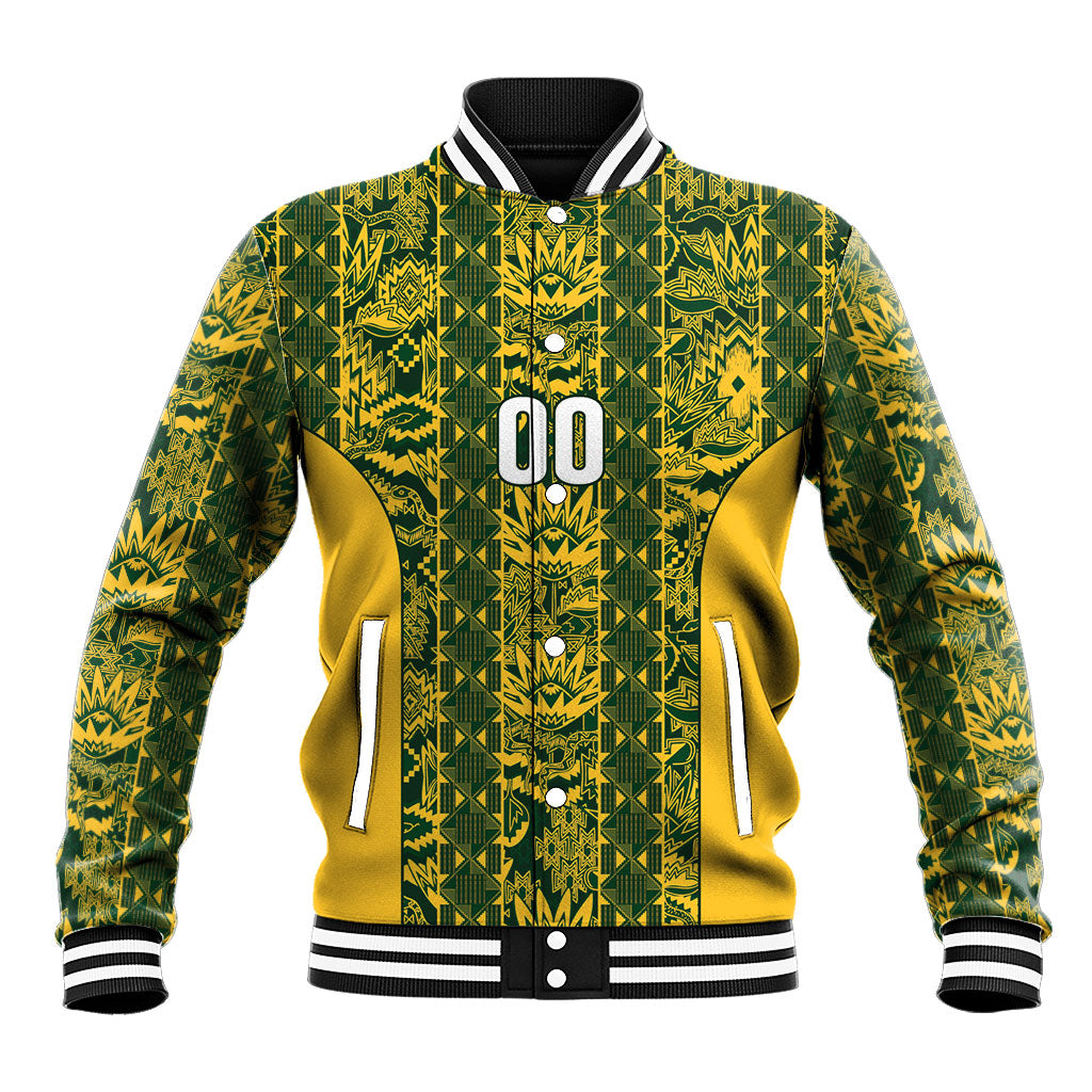 South Africa Indebe Yomhlaba Custom Baseball Jacket Ndebele Art Gold Edition