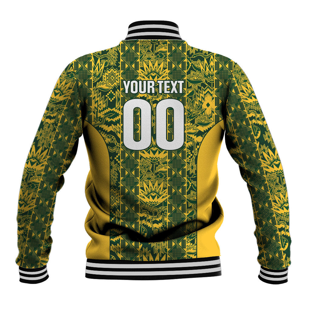 South Africa Indebe Yomhlaba Custom Baseball Jacket Ndebele Art Gold Edition