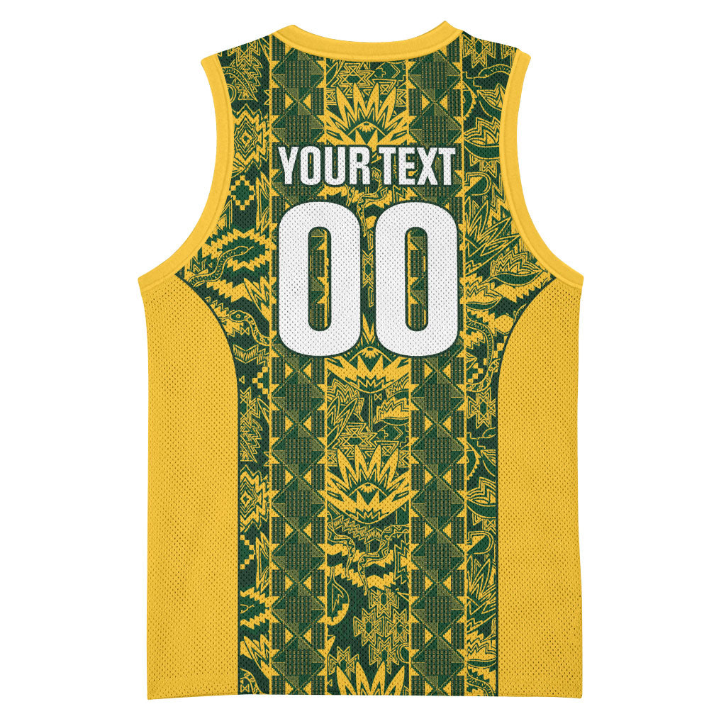 South Africa Indebe Yomhlaba Custom Basketball Jersey Ndebele Art Gold Edition