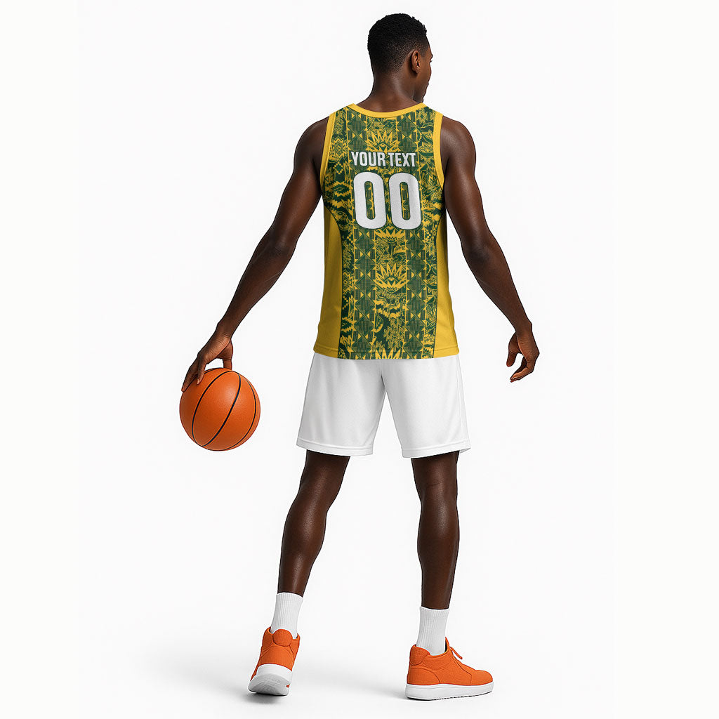 South Africa Indebe Yomhlaba Custom Basketball Jersey Ndebele Art Gold Edition