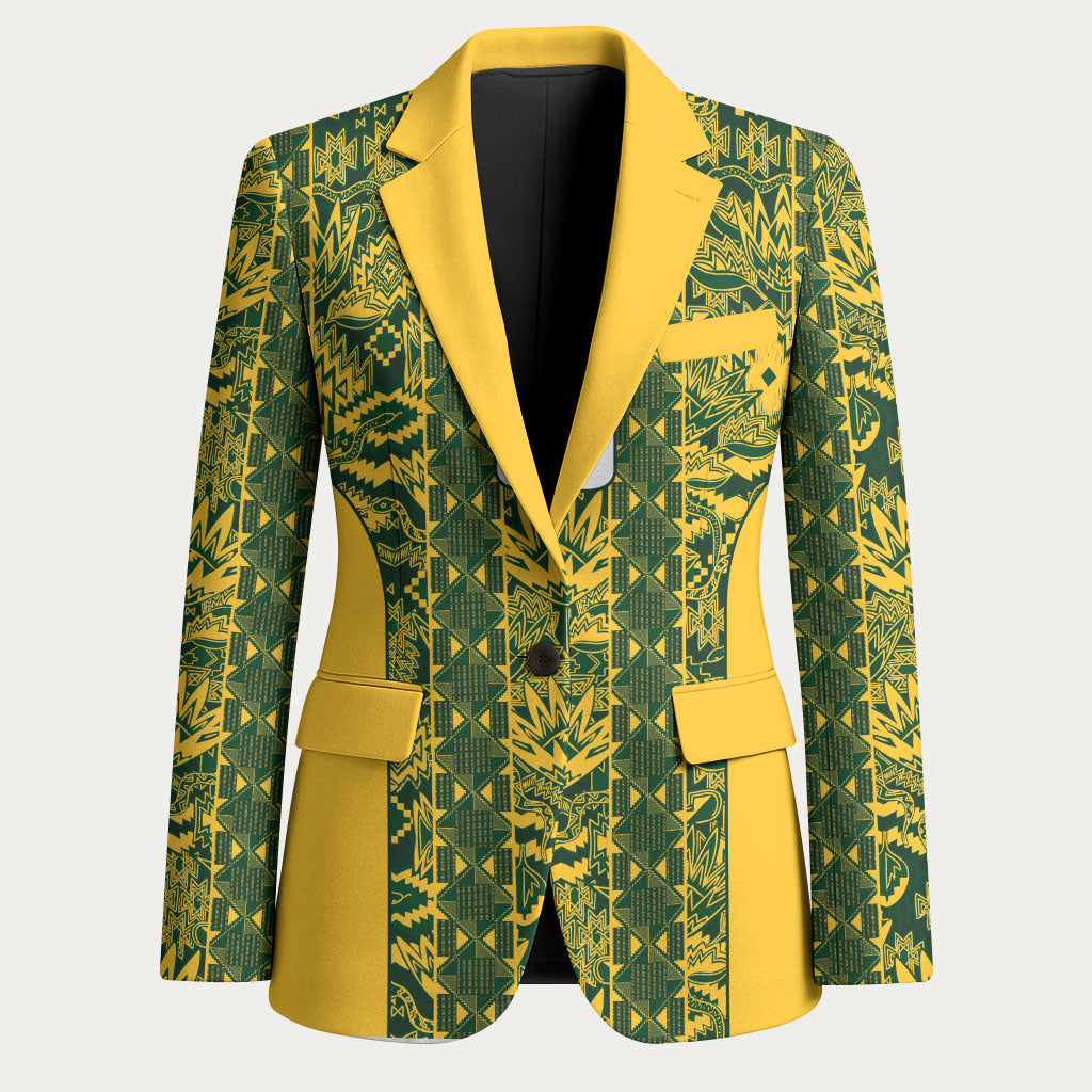 South Africa Indebe Yomhlaba Custom Blazer Ndebele Art Gold Edition