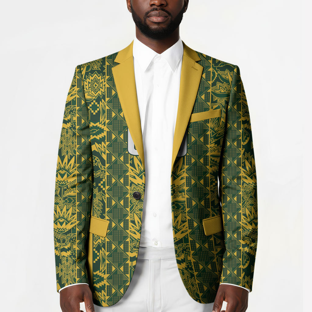 South Africa Indebe Yomhlaba Custom Blazer Ndebele Art Gold Edition