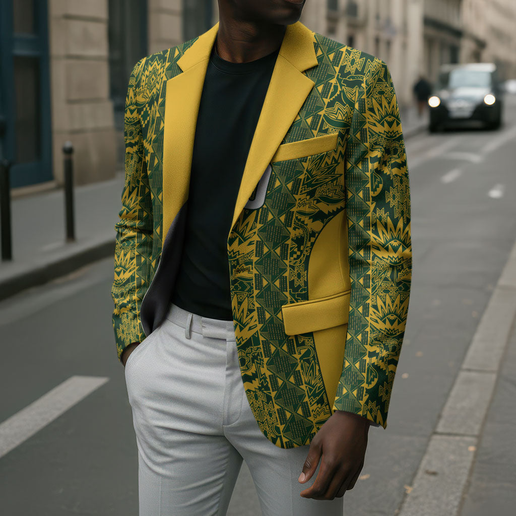 South Africa Indebe Yomhlaba Custom Blazer Ndebele Art Gold Edition