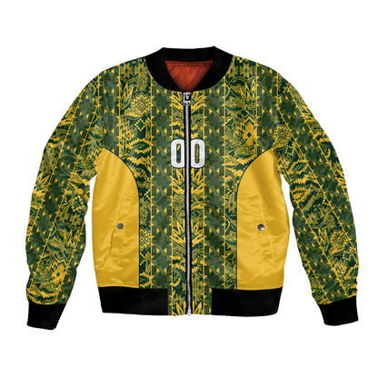 South Africa Indebe Yomhlaba Custom Bomber Jacket Ndebele Art Gold Edition