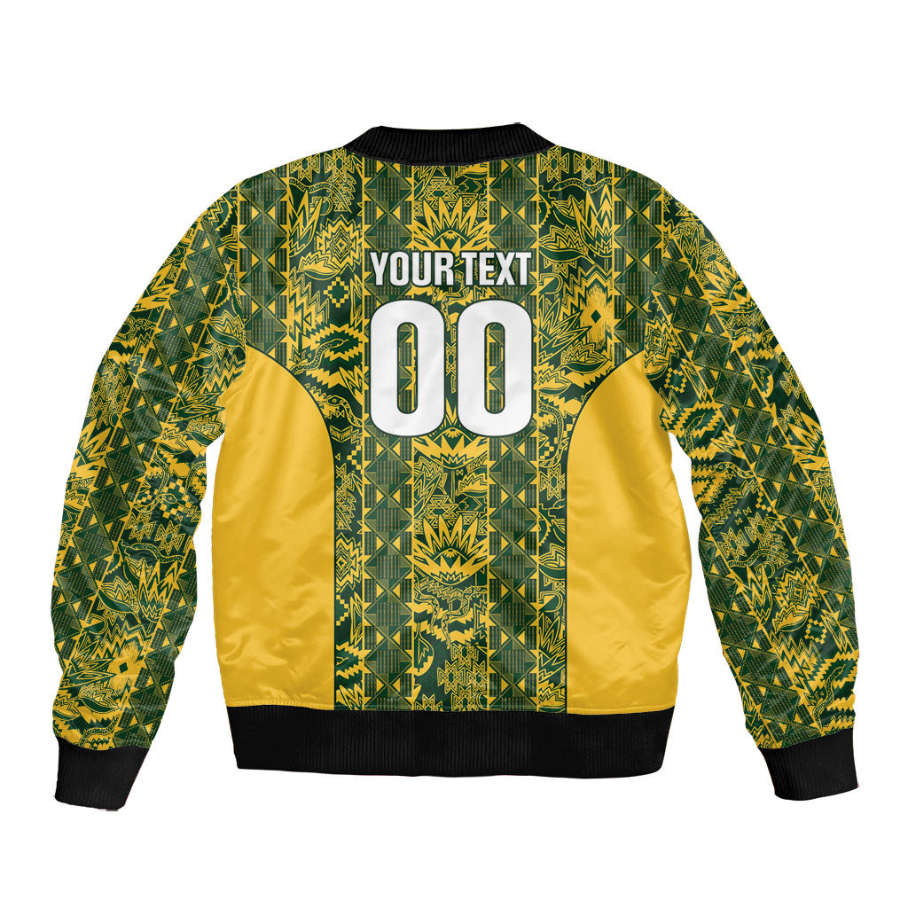 South Africa Indebe Yomhlaba Custom Bomber Jacket Ndebele Art Gold Edition