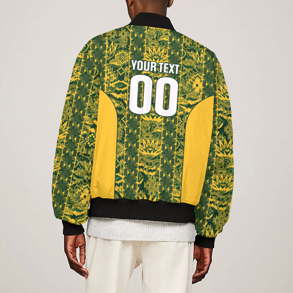South Africa Indebe Yomhlaba Custom Bomber Jacket Ndebele Art Gold Edition