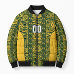 South Africa Indebe Yomhlaba Custom Bomber Puffer Jacket Ndebele Art Gold Edition