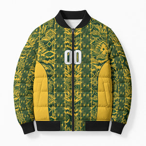 South Africa Indebe Yomhlaba Custom Bomber Puffer Jacket Ndebele Art Gold Edition