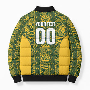 South Africa Indebe Yomhlaba Custom Bomber Puffer Jacket Ndebele Art Gold Edition