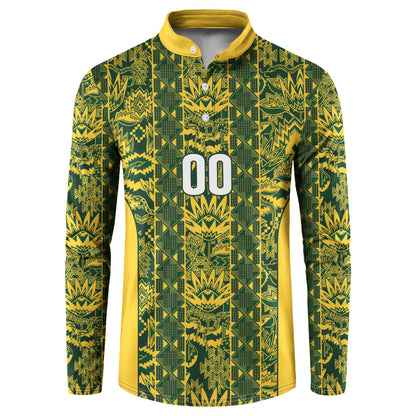 South Africa Indebe Yomhlaba Custom Button Sweatshirt Ndebele Art Gold Edition