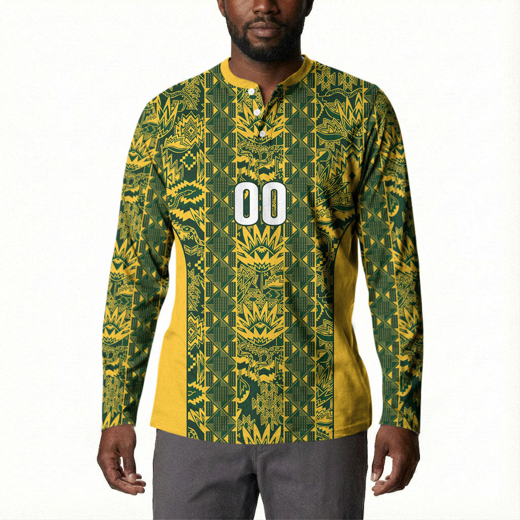 South Africa Indebe Yomhlaba Custom Button Sweatshirt Ndebele Art Gold Edition