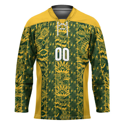 South Africa Indebe Yomhlaba Custom Hockey Jersey Ndebele Art Gold Edition