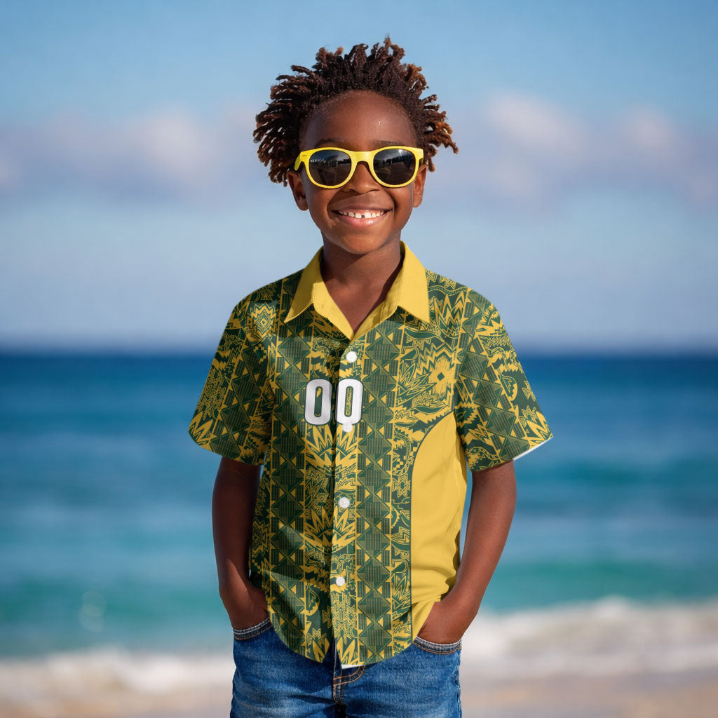 South Africa Indebe Yomhlaba Custom Kid Hawaiian Shirt Ndebele Art Gold Edition