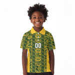 South Africa Indebe Yomhlaba Custom Kid Polo Shirt Ndebele Art Gold Edition
