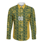 South Africa Indebe Yomhlaba Custom Long Sleeve Button Shirt Ndebele Art Gold Edition