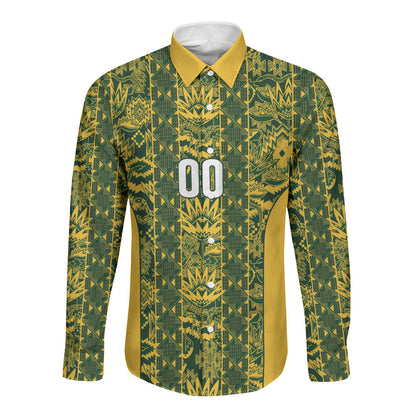 South Africa Indebe Yomhlaba Custom Long Sleeve Button Shirt Ndebele Art Gold Edition