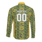 South Africa Indebe Yomhlaba Custom Long Sleeve Button Shirt Ndebele Art Gold Edition