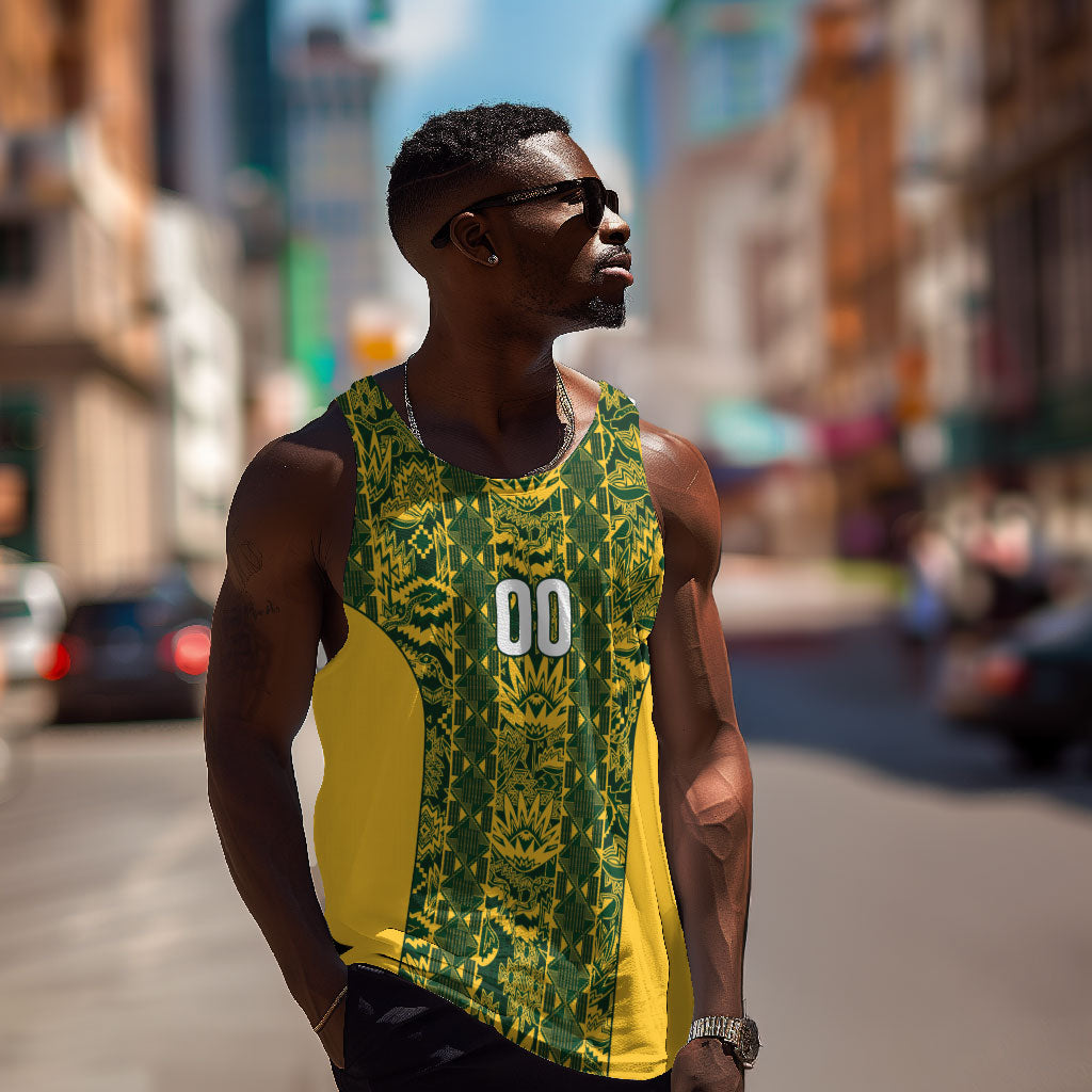 South Africa Indebe Yomhlaba Custom Men Tank Top Ndebele Art Gold Edition