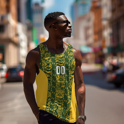 South Africa Indebe Yomhlaba Custom Men Tank Top Ndebele Art Gold Edition
