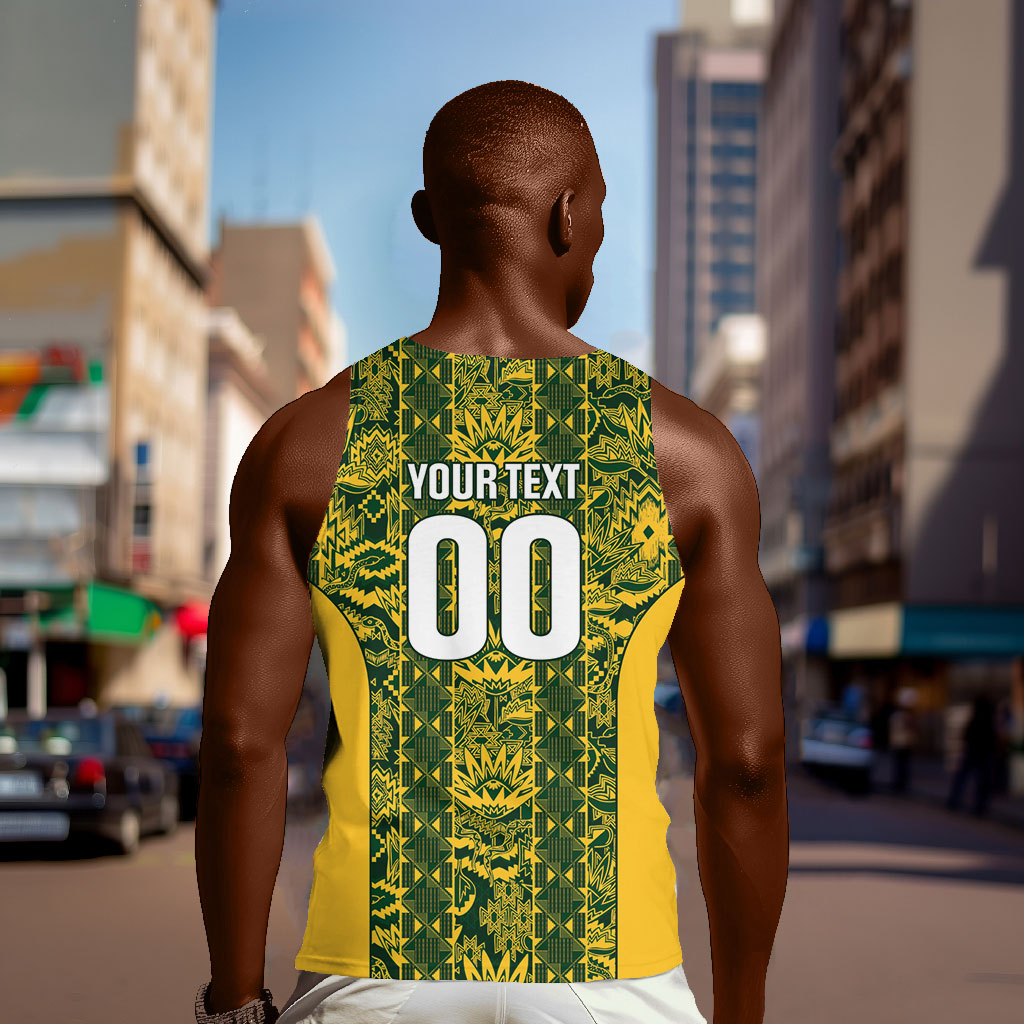 South Africa Indebe Yomhlaba Custom Men Tank Top Ndebele Art Gold Edition