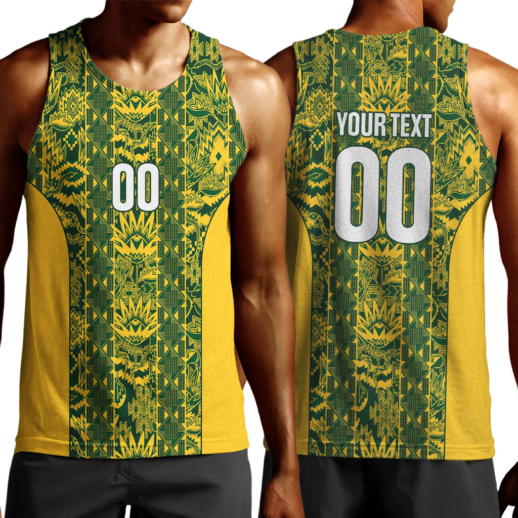 South Africa Indebe Yomhlaba Custom Men Tank Top Ndebele Art Gold Edition