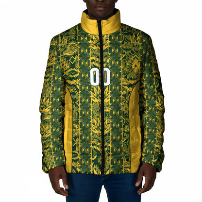 South Africa Indebe Yomhlaba Custom Padded Jacket Ndebele Art Gold Edition