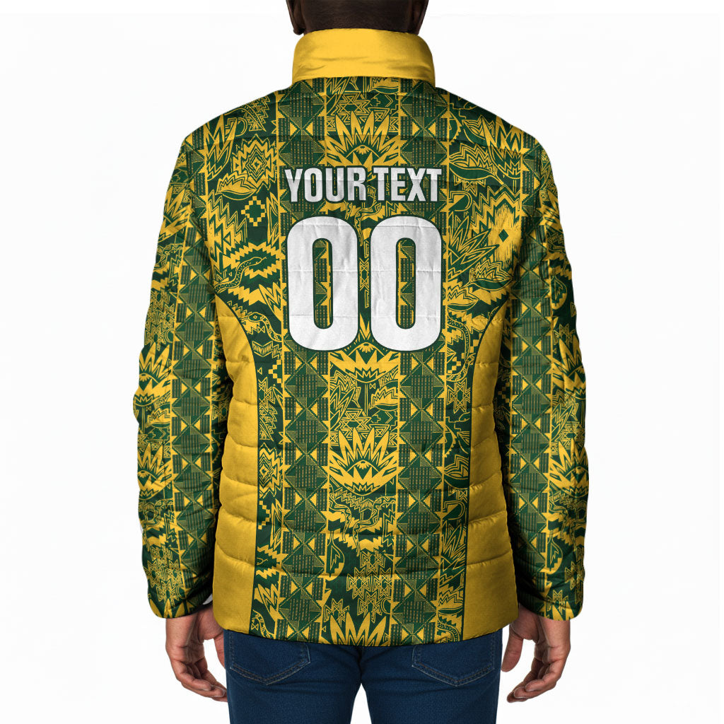 South Africa Indebe Yomhlaba Custom Padded Jacket Ndebele Art Gold Edition