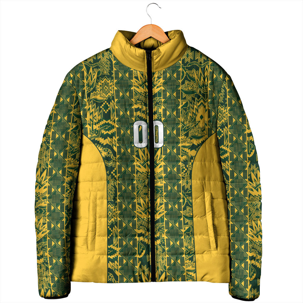 South Africa Indebe Yomhlaba Custom Padded Jacket Ndebele Art Gold Edition