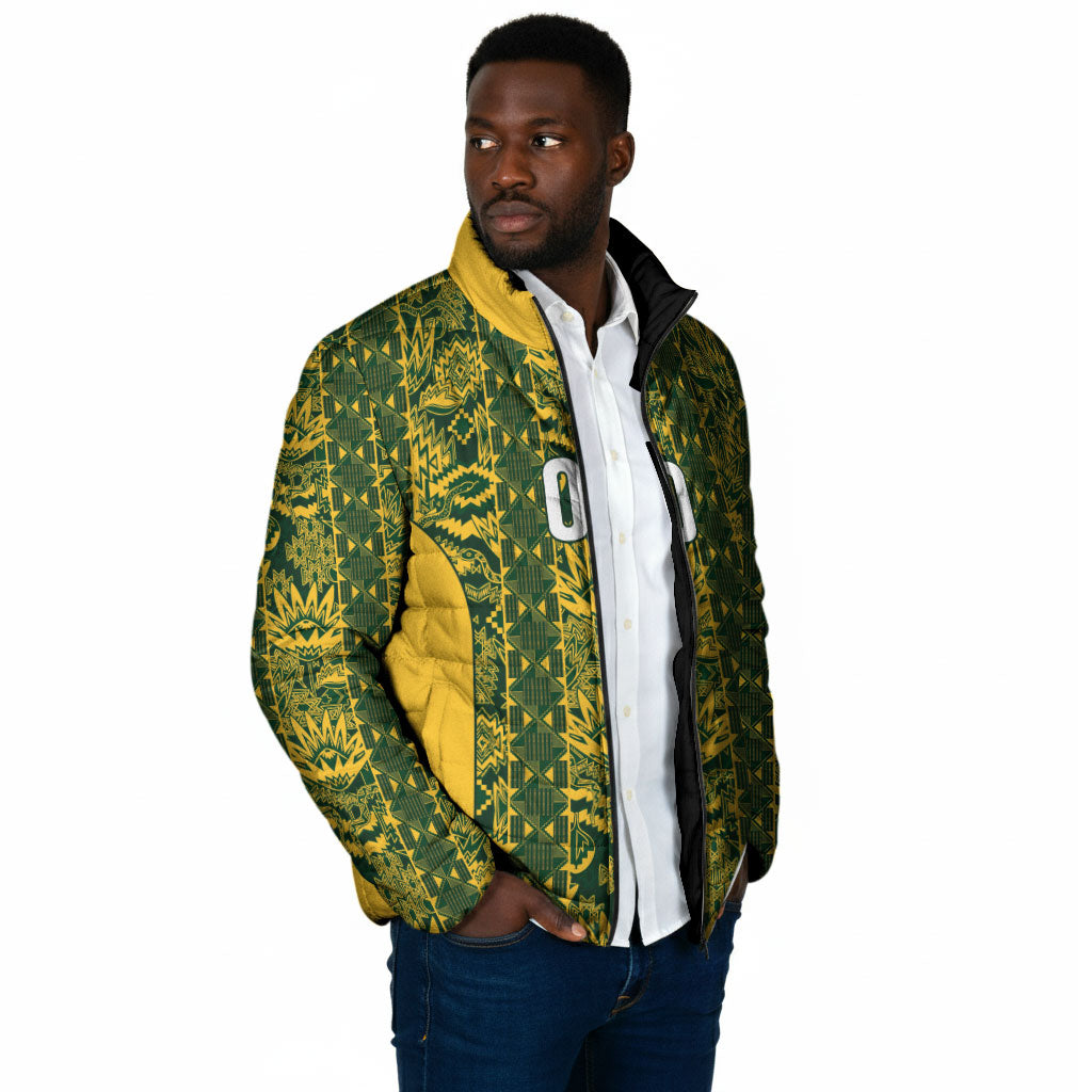 South Africa Indebe Yomhlaba Custom Padded Jacket Ndebele Art Gold Edition
