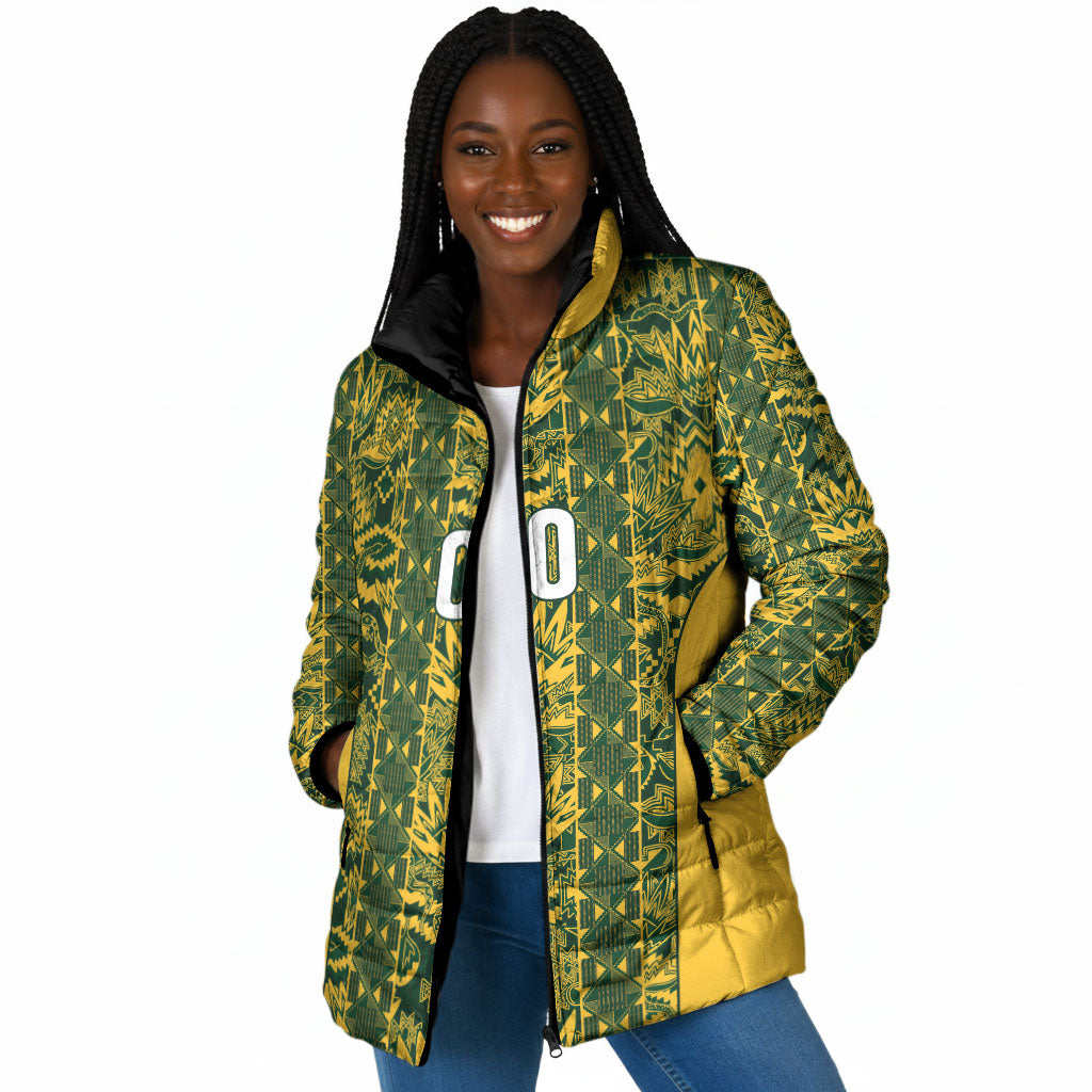 South Africa Indebe Yomhlaba Custom Padded Jacket Ndebele Art Gold Edition
