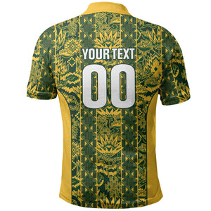 South Africa Indebe Yomhlaba Custom Polo Shirt Ndebele Art Gold Edition