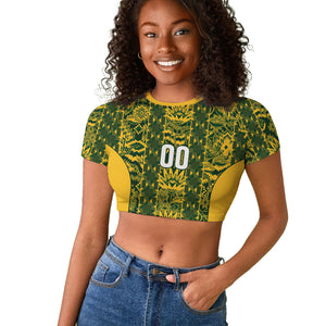 South Africa Indebe Yomhlaba Custom Raglan Cropped T shirt Ndebele Art Gold Edition