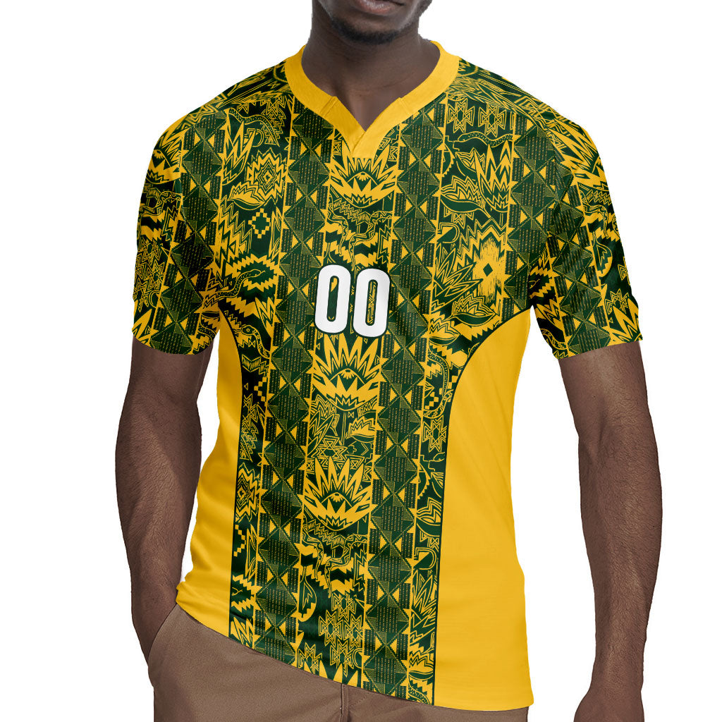South Africa Indebe Yomhlaba Custom Rugby Jersey Ndebele Art Gold Edition