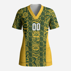 South Africa Indebe Yomhlaba Custom Scrub Top Ndebele Art Gold Edition