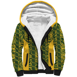 South Africa Indebe Yomhlaba Custom Sherpa Hoodie Ndebele Art Gold Edition