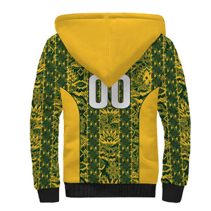 South Africa Indebe Yomhlaba Custom Sherpa Hoodie Ndebele Art Gold Edition