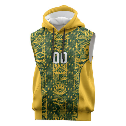 South Africa Indebe Yomhlaba Custom Sleeveless Hoodie Ndebele Art Gold Edition