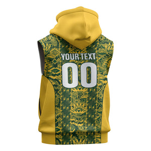 South Africa Indebe Yomhlaba Custom Sleeveless Hoodie Ndebele Art Gold Edition