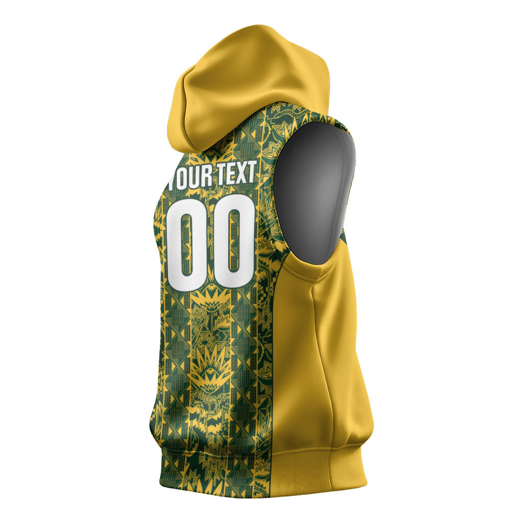 South Africa Indebe Yomhlaba Custom Sleeveless Hoodie Ndebele Art Gold Edition