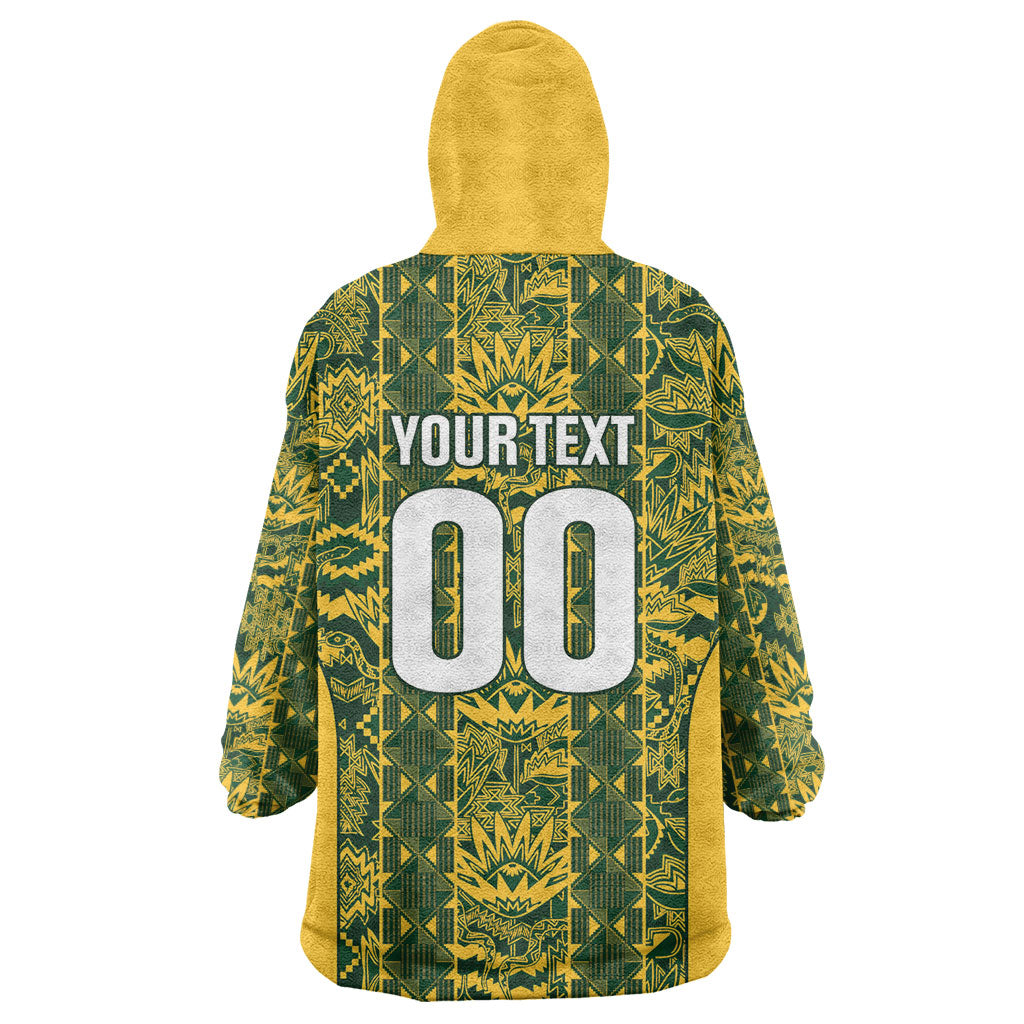 South Africa Indebe Yomhlaba Custom Wearable Blanket Hoodie Ndebele Art Gold Edition