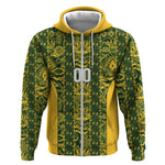 South Africa Indebe Yomhlaba Custom Zip Hoodie Ndebele Art Gold Edition